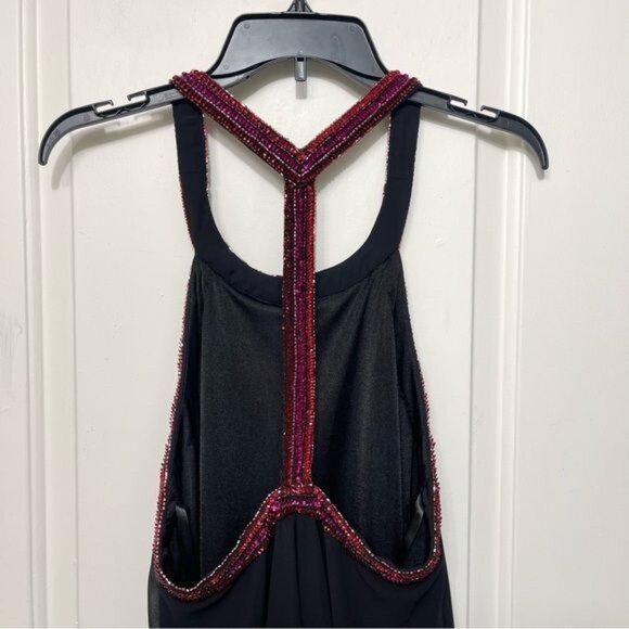 New Jewel Badgley Mischka Trapeze Dress with Beaded Trim in Black Size 8 - Picture 9 of 12